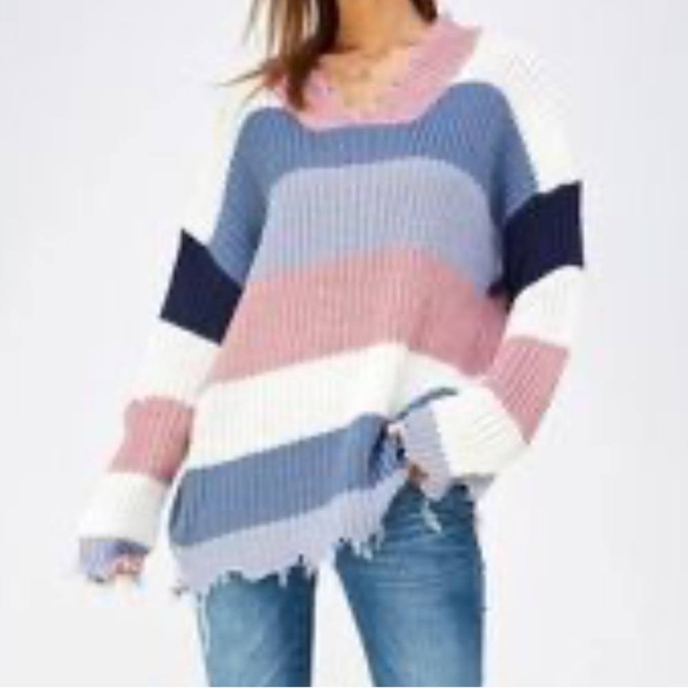 Striped V-Neck Sweater by Solution